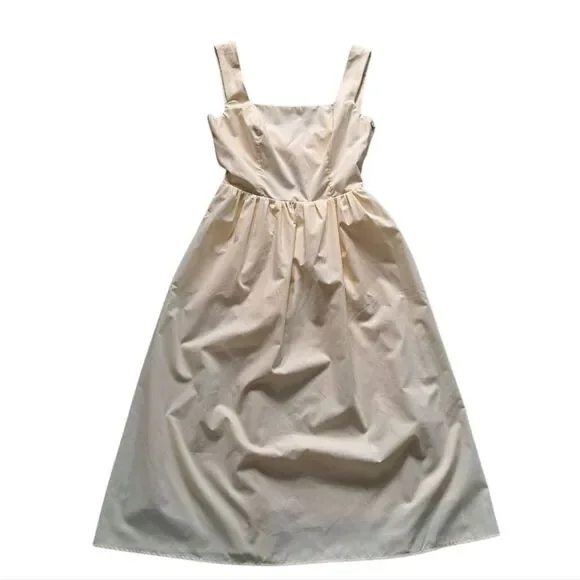 Rihoas Square Neck Criss Cross Back Sleeveless Midi Dress Light Yellow Small NWT - Picture 6 of 14